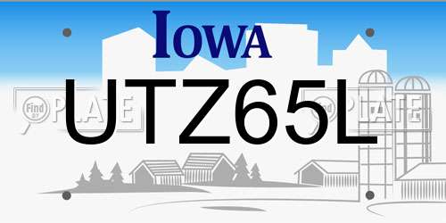 UTZ65L Iowa License Plate