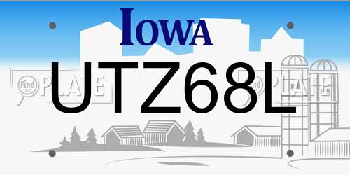 UTZ68L Iowa License Plate