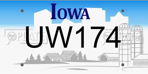 UW174 Iowa License Plate