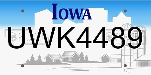 UWK4489 Iowa License Plate