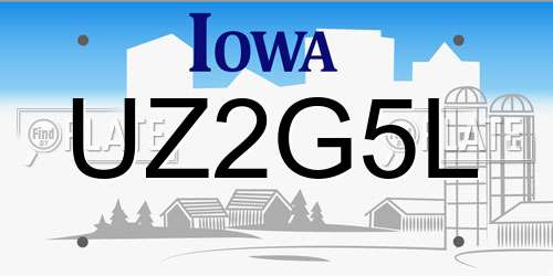 UZ2G5L Iowa License Plate