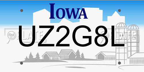 UZ2G8L Iowa License Plate