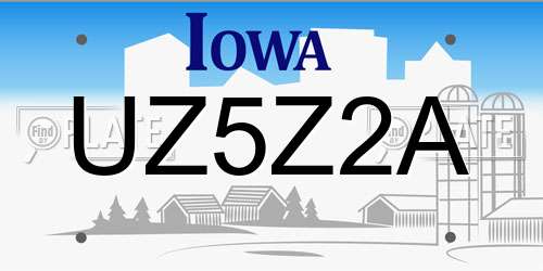 UZ5Z2A Iowa License Plate