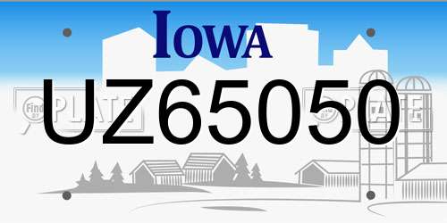 UZ65050 Iowa License Plate