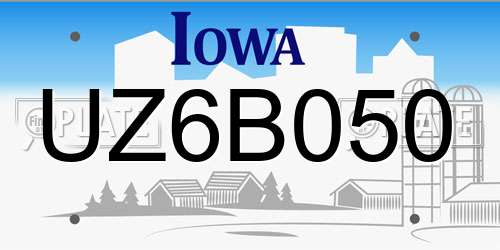 UZ6B050 Iowa License Plate