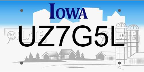UZ7G5L Iowa License Plate