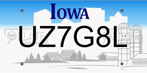 UZ7G8L Iowa License Plate