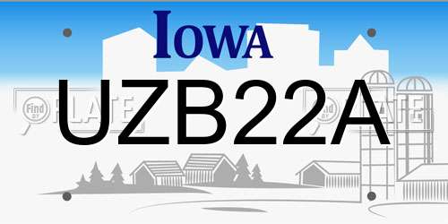 UZB22A Iowa License Plate