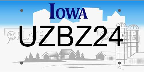 UZBZ24 Iowa License Plate