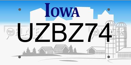 UZBZ74 Iowa License Plate
