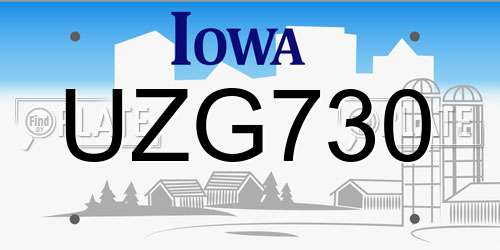 UZG730 Iowa License Plate