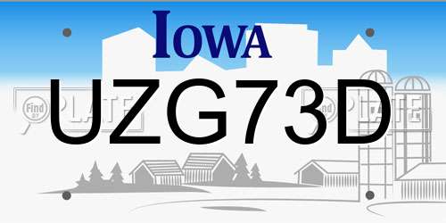 UZG73D Iowa License Plate