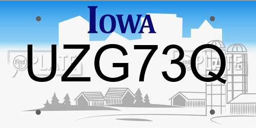 UZG73Q Iowa License Plate