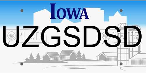 UZGSDSD Iowa License Plate