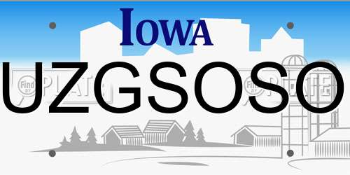 UZGSOSO Iowa License Plate
