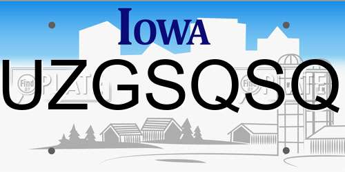 UZGSQSQ Iowa License Plate