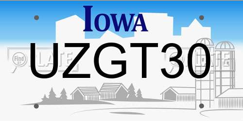 UZGT30 Iowa License Plate