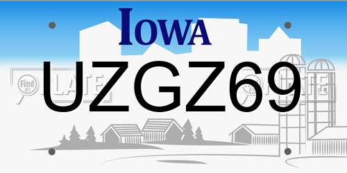 UZGZ69 Iowa License Plate