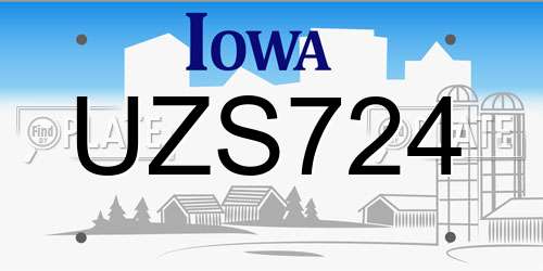 UZS724 Iowa License Plate
