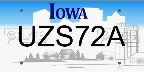 UZS72A Iowa License Plate