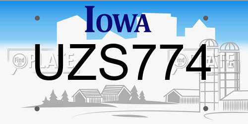 UZS774 Iowa License Plate