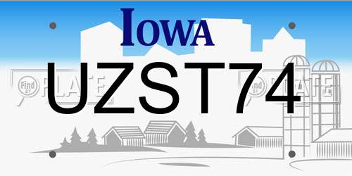 UZST74 Iowa License Plate