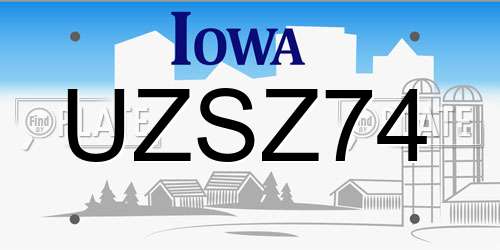 UZSZ74 Iowa License Plate