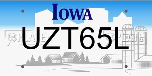 UZT65L Iowa License Plate