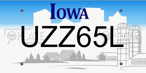 UZZ65L Iowa License Plate