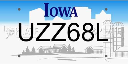 UZZ68L Iowa License Plate
