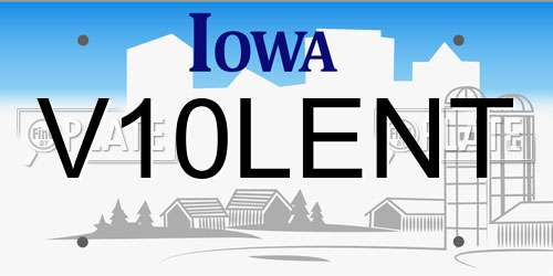 V10LENT Iowa License Plate