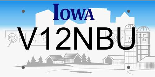 V12NBU Iowa License Plate