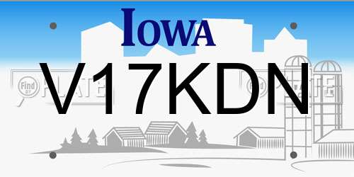 V17KDN Iowa License Plate
