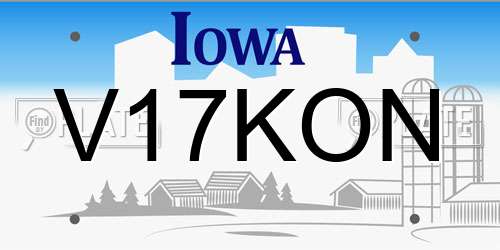 V17KON Iowa License Plate