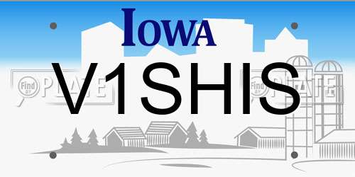 V1SHIS Iowa License Plate