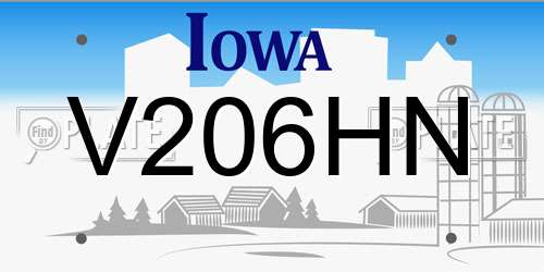 V206HN Iowa License Plate
