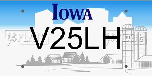 V25LH Iowa License Plate