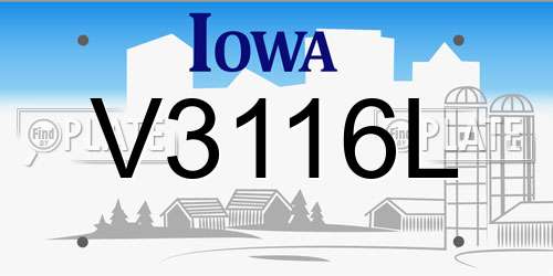 V3116L Iowa License Plate