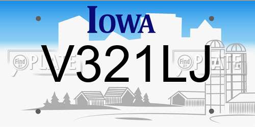 V321LJ Iowa License Plate