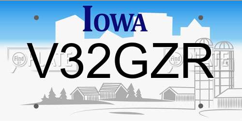V32GZR Iowa License Plate