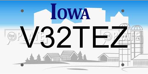 V32TEZ Iowa License Plate