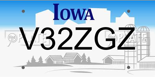 V32ZGZ Iowa License Plate