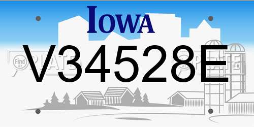 V34528E Iowa License Plate