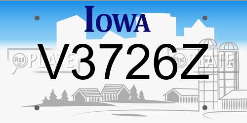 V3726Z Iowa License Plate