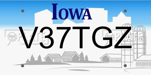 V37TGZ Iowa License Plate