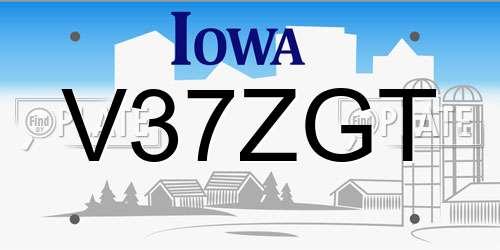 V37ZGT Iowa License Plate