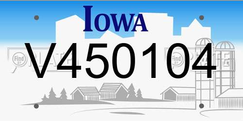 V450104 Iowa License Plate
