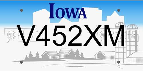 V452XM Iowa License Plate
