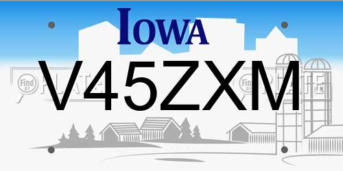V45ZXM Iowa License Plate
