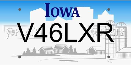 V46LXR Iowa License Plate